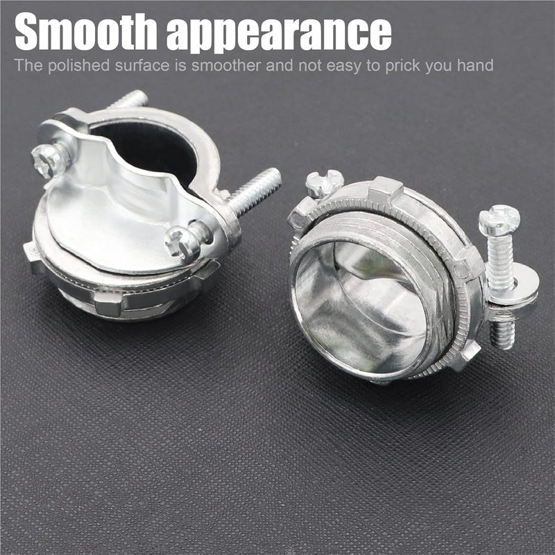 Fuzbaxy 15Pack 1/2" NM Clamp Type Cable Connectors for Metallic Conduit Protect Cables Silver-Zinc - Image 4